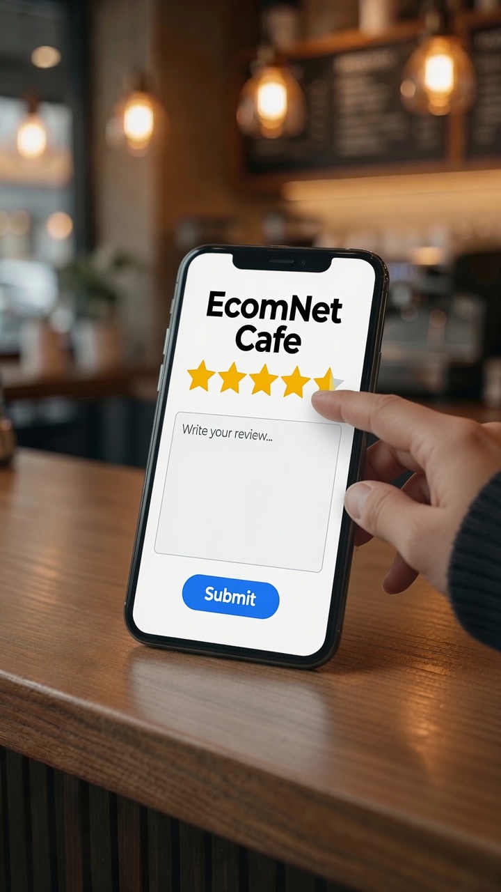 Móvil con el formulario de reseña de Google abierto